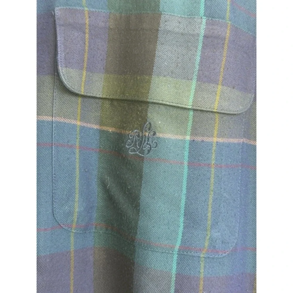 Ralph Lauren Womens PJ‎ Top – Size 6 Plaid Button Down Crest Logo – Soft